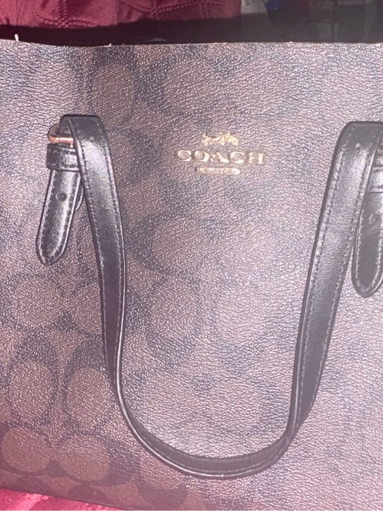 Coach Handbags - Coach Brown Signature Canvas Tote with Black Handles